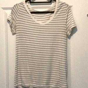 Black and white stripe scoop neck tee, size M